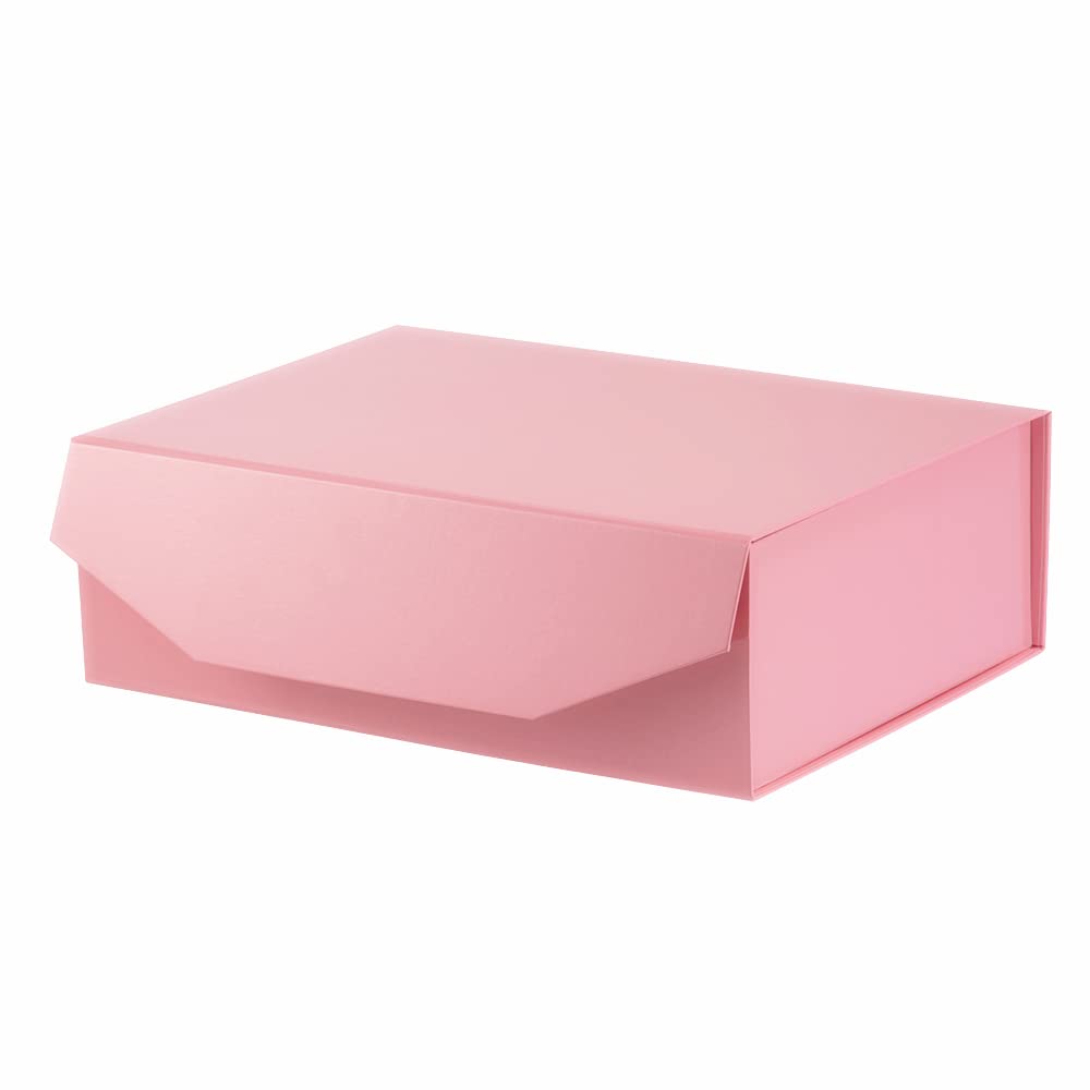 13x9x4 Inch Pink Large Gift Box with Lid - Magnetic Closure Collapsible Storage Box for Bridesmaid Proposals, Groomsman Gifts & Clothing | Reusable Glossy Pink Gift Box for Weddings, Birthdays & Special Occasions