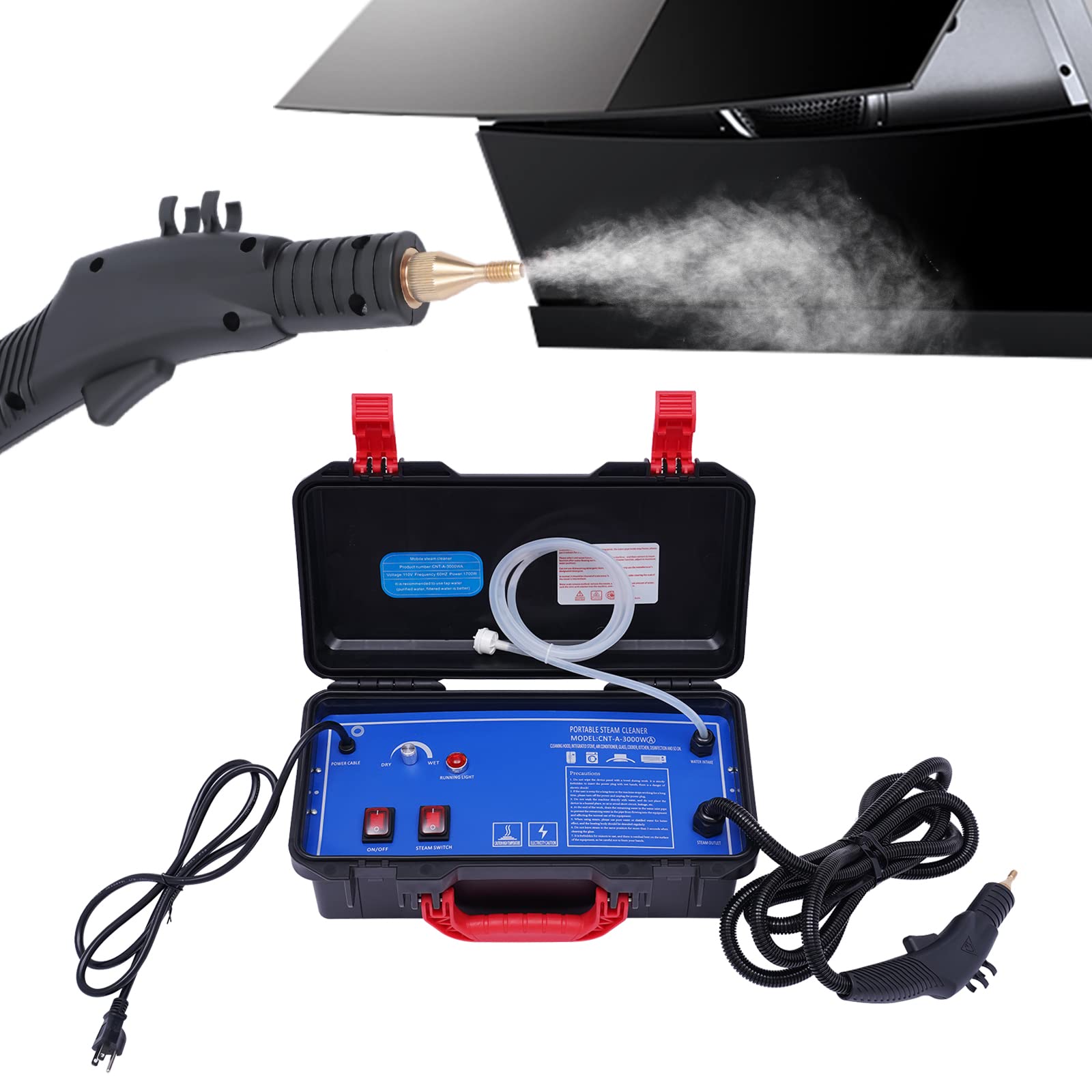 Portable Steam Cleaner 110V 1700W - High Pressure Commercial Steam Cleaning System with 5Bar Pressurized & 360° Cleaning - Handheld Steam Cleaner for Kitchen, Car, Home, Office (Electromagnetic Pump) - Perfect for Deep Cleaning Appliances, Upholstery & Hard Surfaces