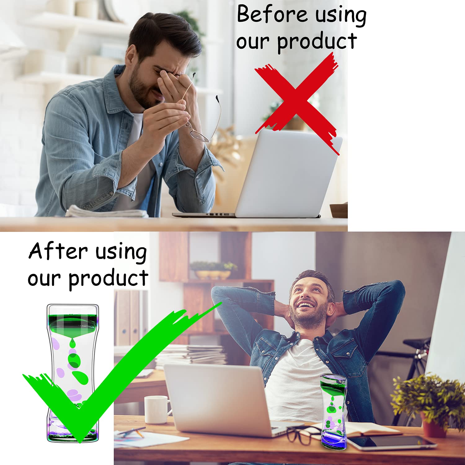 FKYTION Liquid Motion Bubbler, Diamond Penguin Timer & Moving Sand Art - 3-Pack Relaxing Desk Toys for Stress Relief, ADHD & Office Decor | Perfect Gift for Kids & Adults | Calming Sensory Fidget Toys for Anxiety Relief & Focus