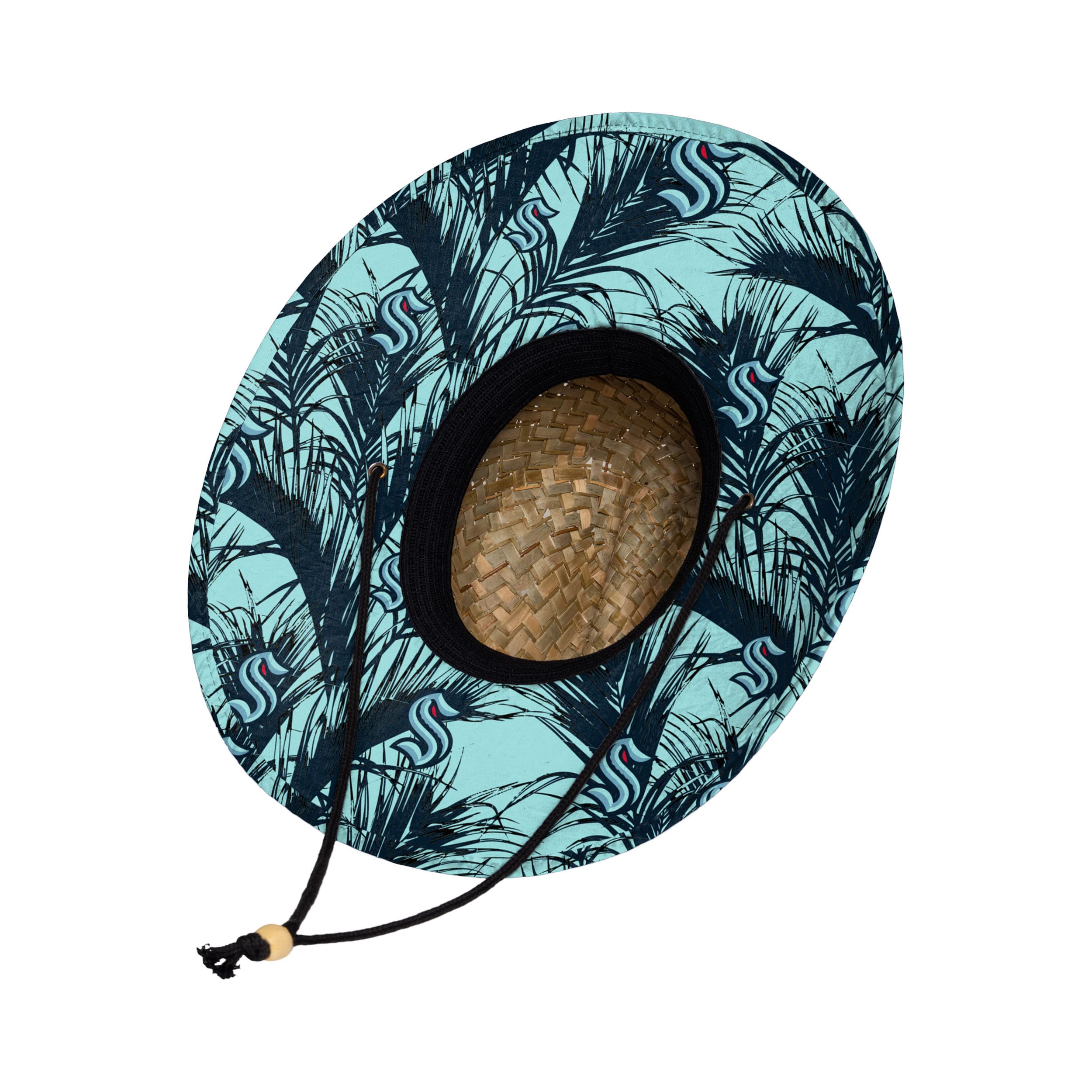 FOCO NHL Team Logo Floral Straw Sun Hat for Women - Adjustable Wide Brim Beach Hat with UPF 50+ Sun Protection - Perfect for Summer, Vacations, and Outdoor Activities