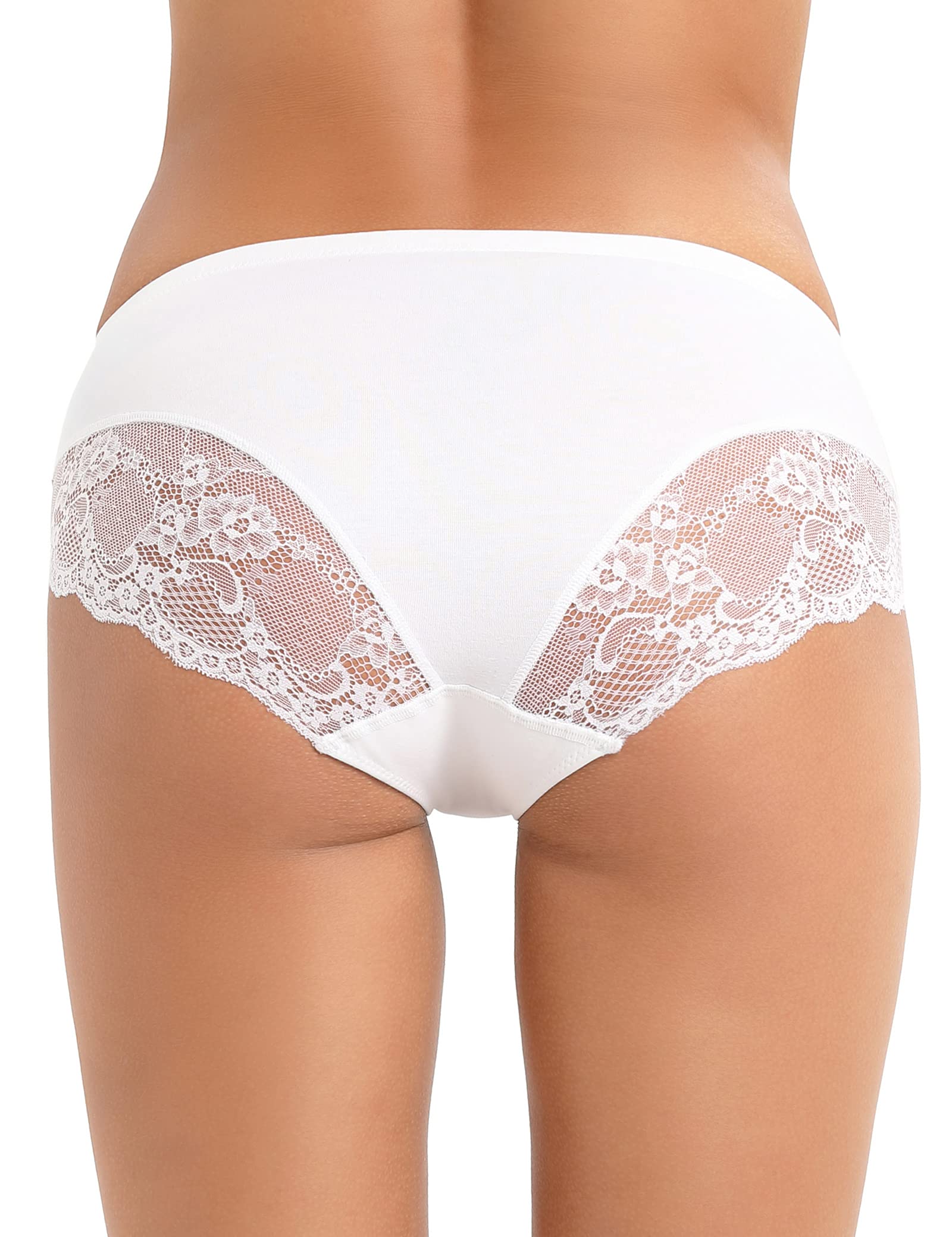 Women's Lace Back Underwear - Mid Rise Full Coverage Panties 4 Pack (Regular & Plus Size) | Comfortable & Sexy for Everyday Wear, Date Night & Special Occasions