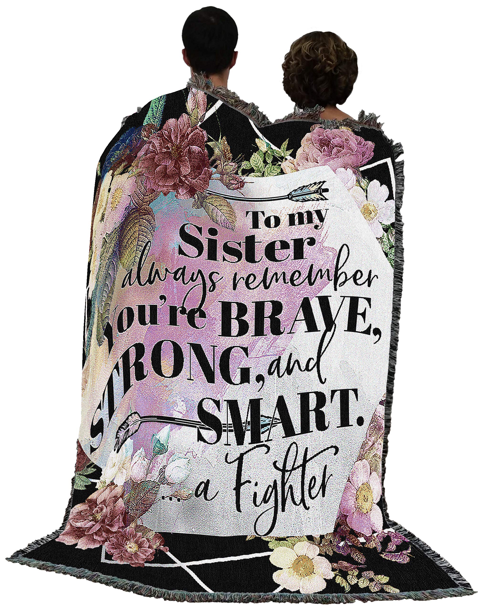 Pure Country Weavers Sister - Always Remember You are Brave Strong and Smart Cotton Blanket - Handwoven USA-Made Tapestry Throw (72x54) - Perfect for Gifts, Home Decor, and Cozy Comfort
