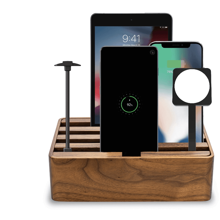 Premium ALLDOCK Walnut MagSafe Charging Station - Fast Wireless Charger for iPhone 14/13/12 | Elegant Wooden Dock for Home & Office Desk Organization