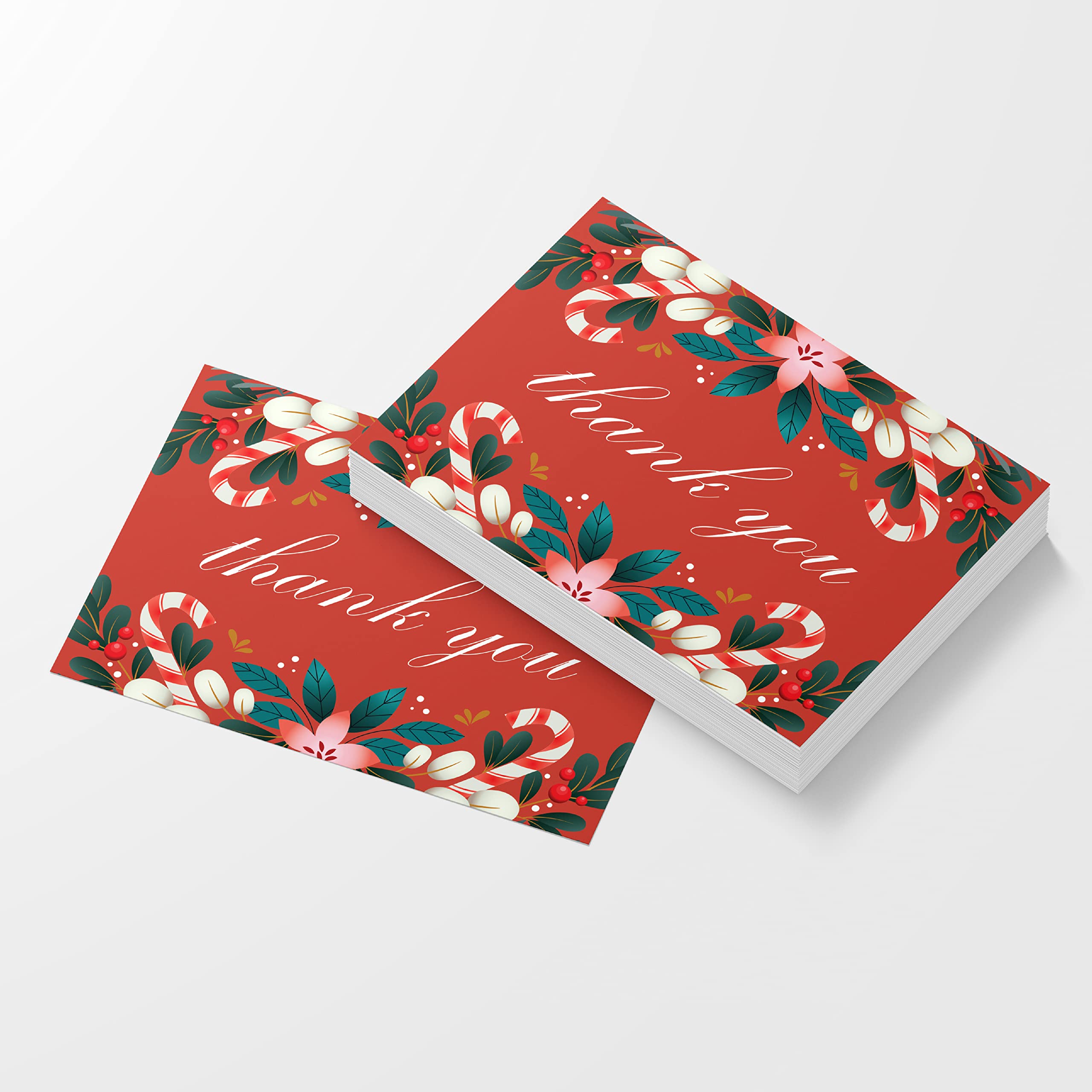 50-Pack Christmas Thank You Cards - 4x6 Inch Holiday Greeting Postcards for Business, Clients & Teachers (Candy Cane Design) - Perfect for Office Gifts, Customer Appreciation & Classroom Rewards