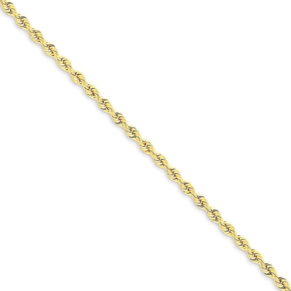 14K Solid Yellow Gold 2.5mm Rope Chain Anklet - Dainty Summer Beach Ankle Bracelet for Women - Perfect for Vacation, Pool Party & Boho Style Outfits