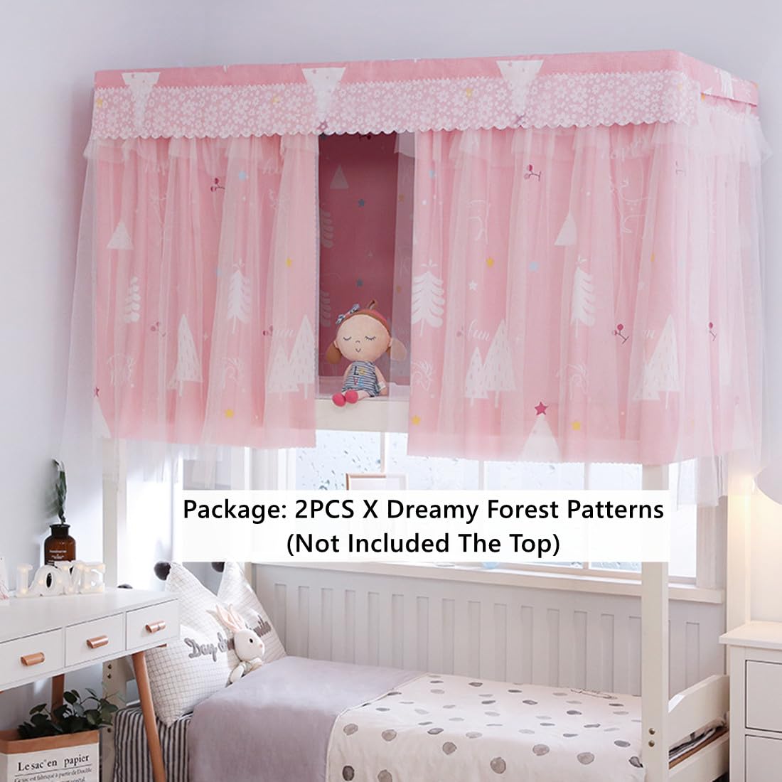 Blackout Bed Canopy for Dorm Bunk Beds - Privacy Curtain with Dustproof Net, Lightproof Bed Tent for Single Sleeper | Perfect for College Dorm Rooms, Kids' Bedrooms & Privacy Spaces