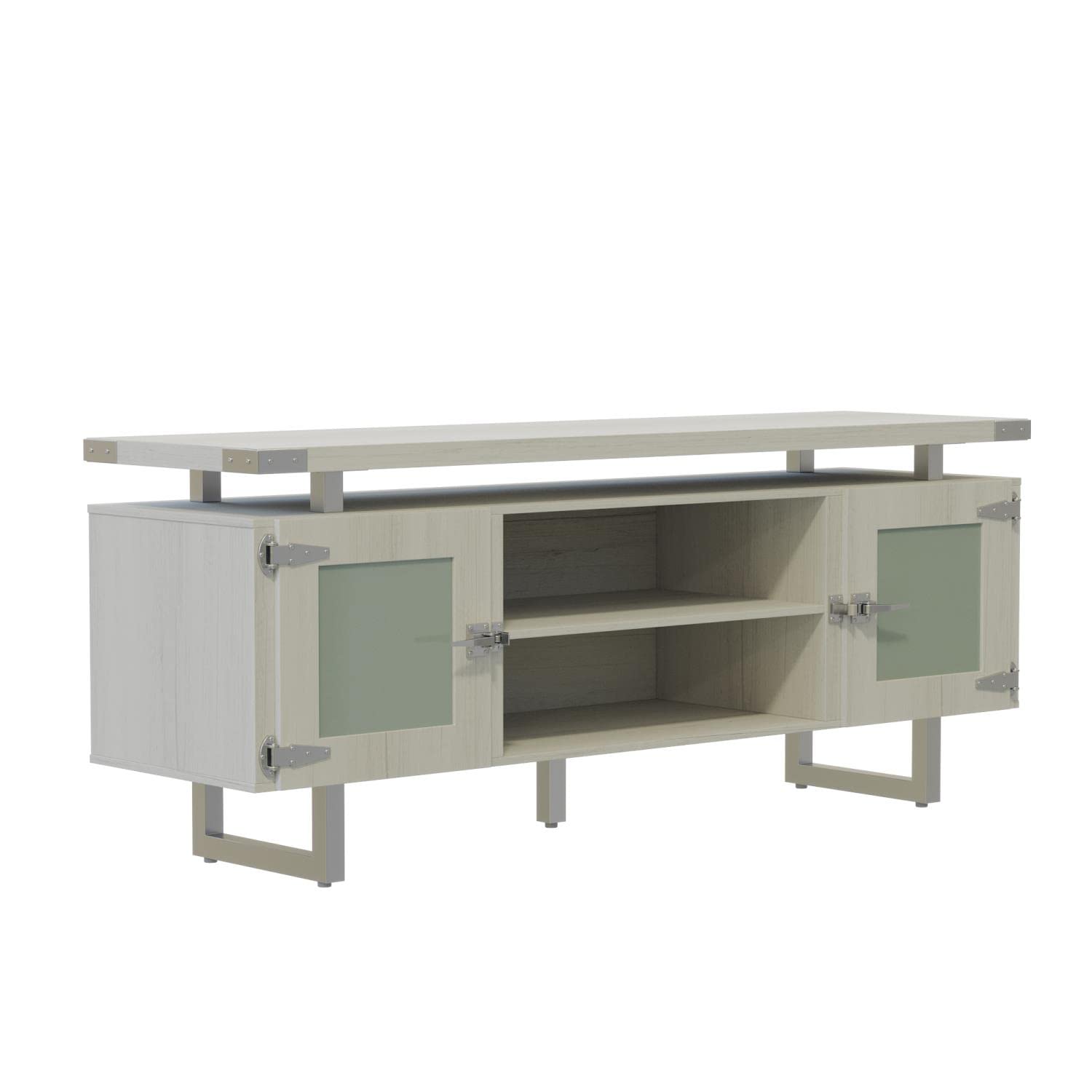 Mirella Low Wall Cabinet with Glass Doors - Modern Bathroom Storage & Display Unit for Towels, Toiletries & Decor