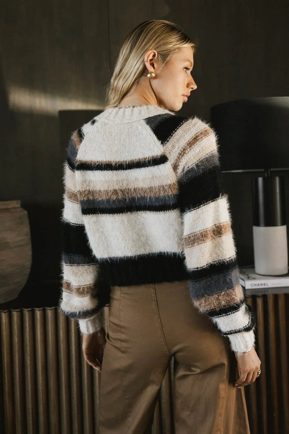 Michelle Striped Sweater for Women - Cozy Knit Pullover, Casual Fall & Winter Fashion - Perfect for Office, Dates, and Holiday Outfits