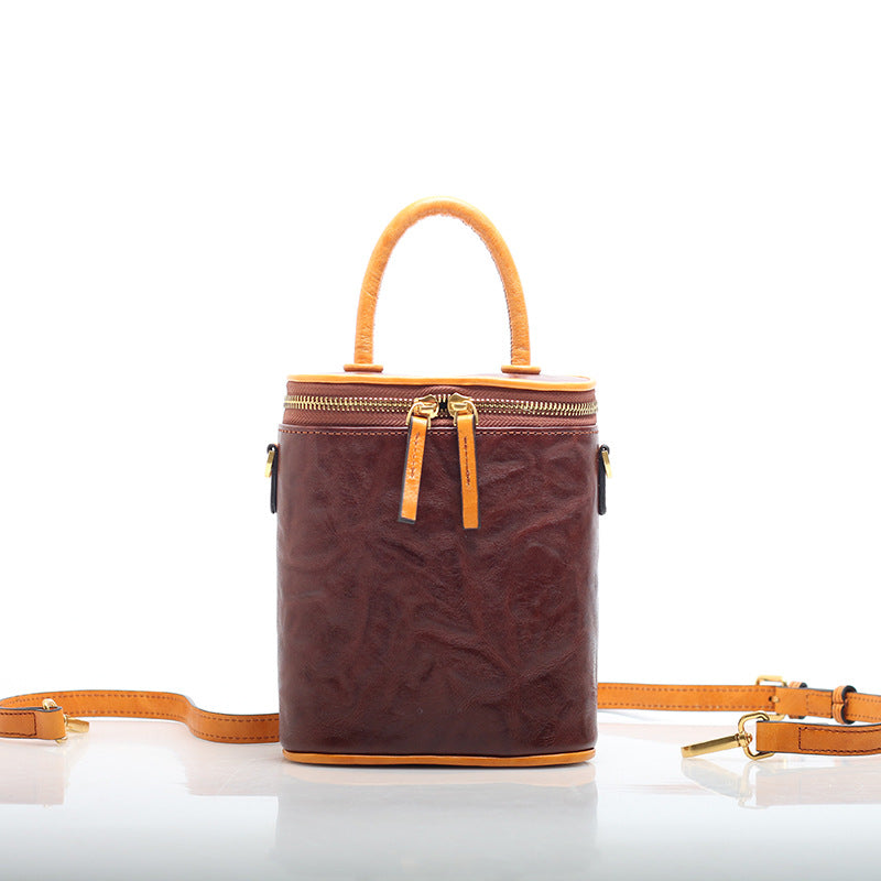 Minimalist Italian Leather Bucket Bag for Women - Stylish & Durable Crossbody Handbag for Work, Travel & Everyday Use