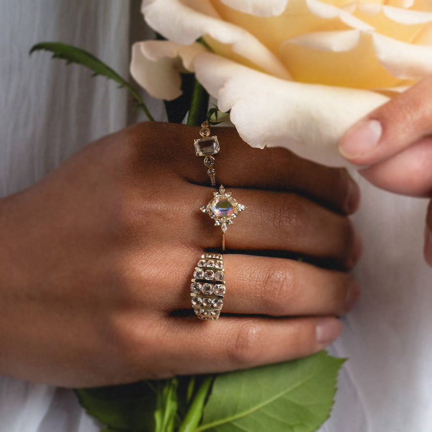 14K Gold Regal White Topaz Statement Ring for Women - Elegant Jewelry Gift for Weddings, Parties & Special Occasions