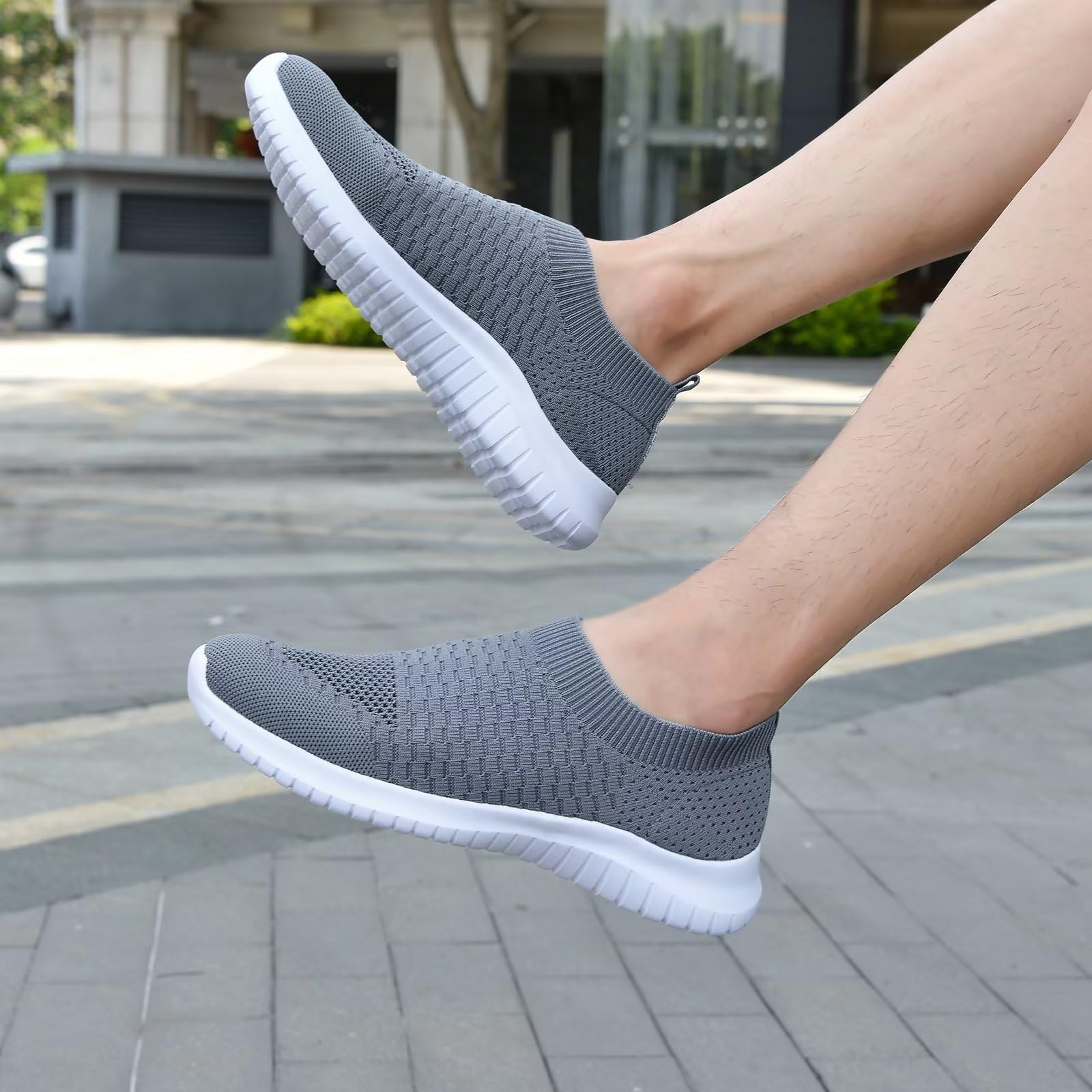 TIOSEBON Men's Slip On Walking Shoes - Breathable Knit Mesh Tennis Sneakers for Men | Comfortable Casual Shoes for Walking, Running & Everyday Wear