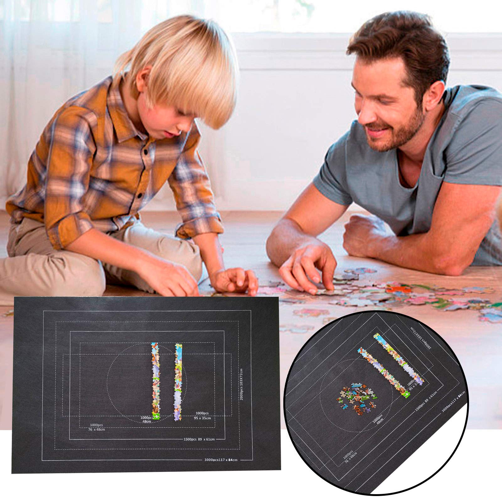 **3000-Piece Puzzle Mat - Non-Slip Puzzle Storage Mat with Roll-Up Design, Portable Puzzle Organizer for Adults & Kids - Perfect for Home, Travel, and Puzzle Enthusiasts (Gray)**