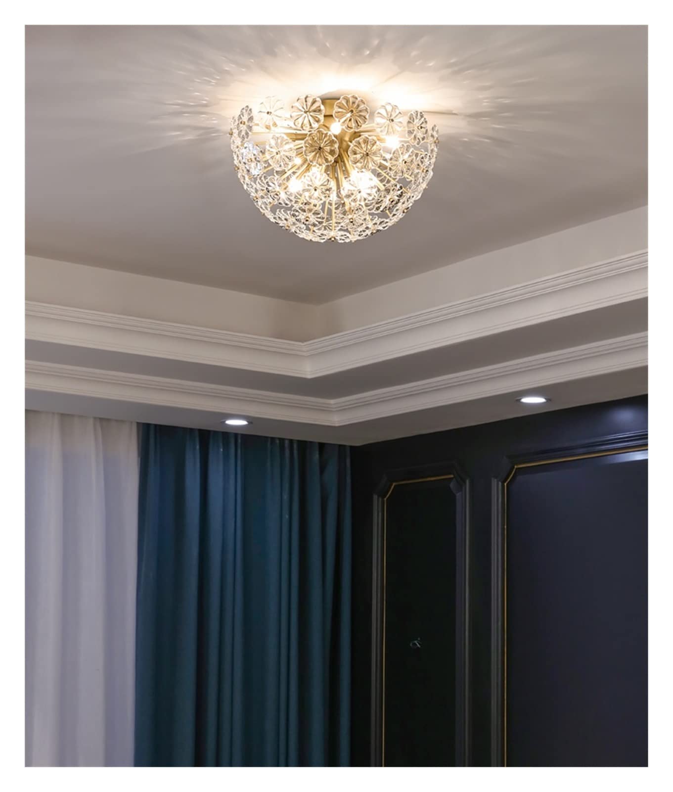 Modern Glass Ball Chandelier with Transparent Flower Petal Design - 11-Light Ceiling Pendant Lamp for Living Room, Bedroom & Dining Hall | Elegant Lighting Fixture for Home Decor, Wedding Venues and Restaurants