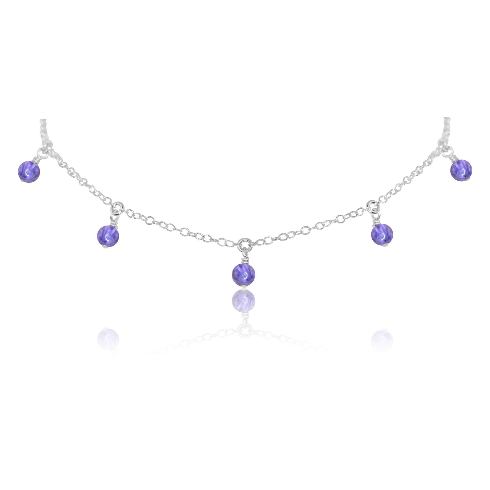 Exquisite Tanzanite Bead Drop Choker Necklace for Women | Elegant Blue Violet Gemstone Jewelry Gift | Perfect for Weddings, Parties & Special Occasions