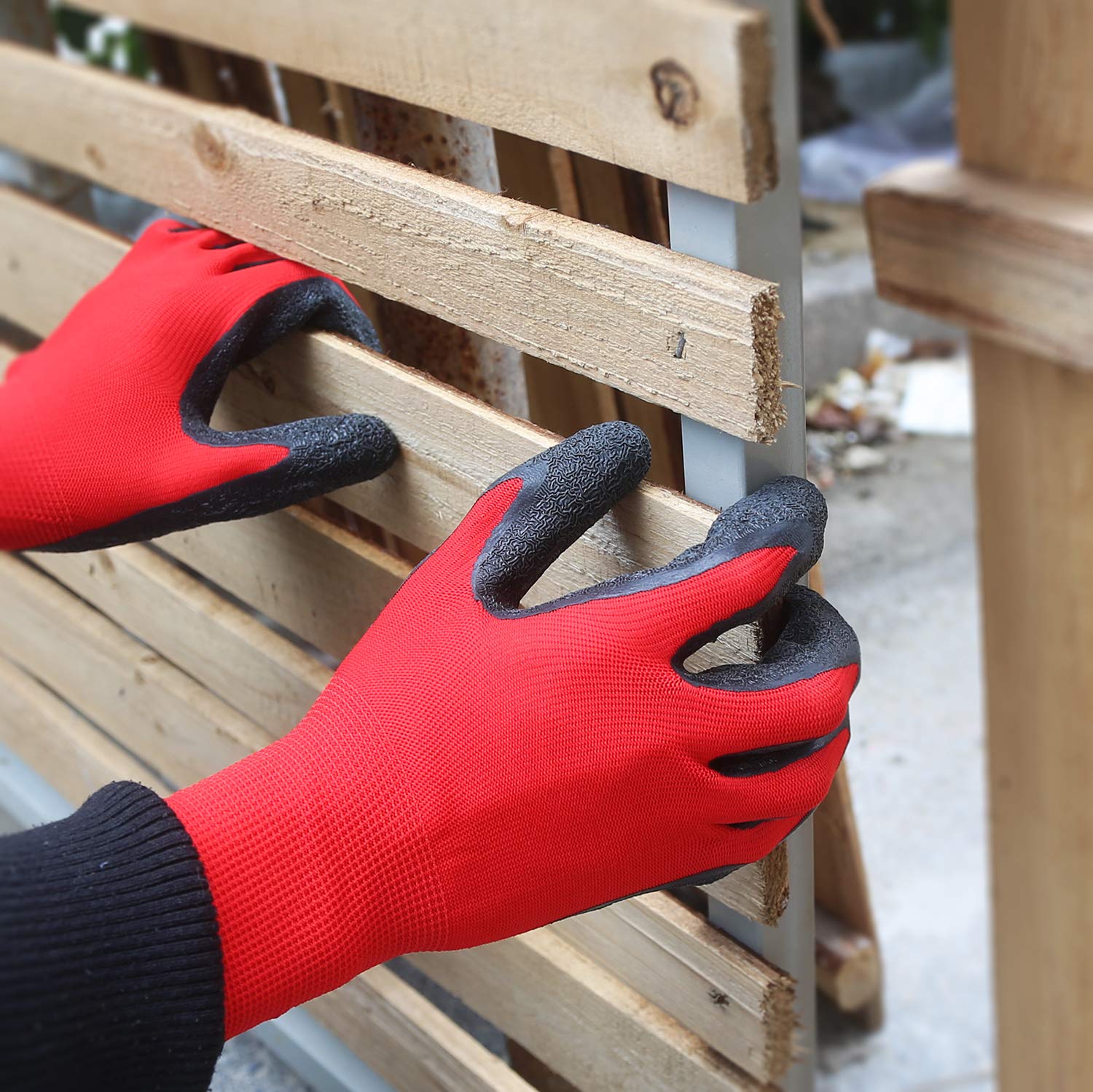 Evridwear Crinkle Latex Rubber Coated Work Gloves - Heavy Duty Safety Gloves for Men & Women - XL Size (120 Pairs) - Ideal for Construction, Warehouse, Gardening, Landscaping & DIY Projects - Red