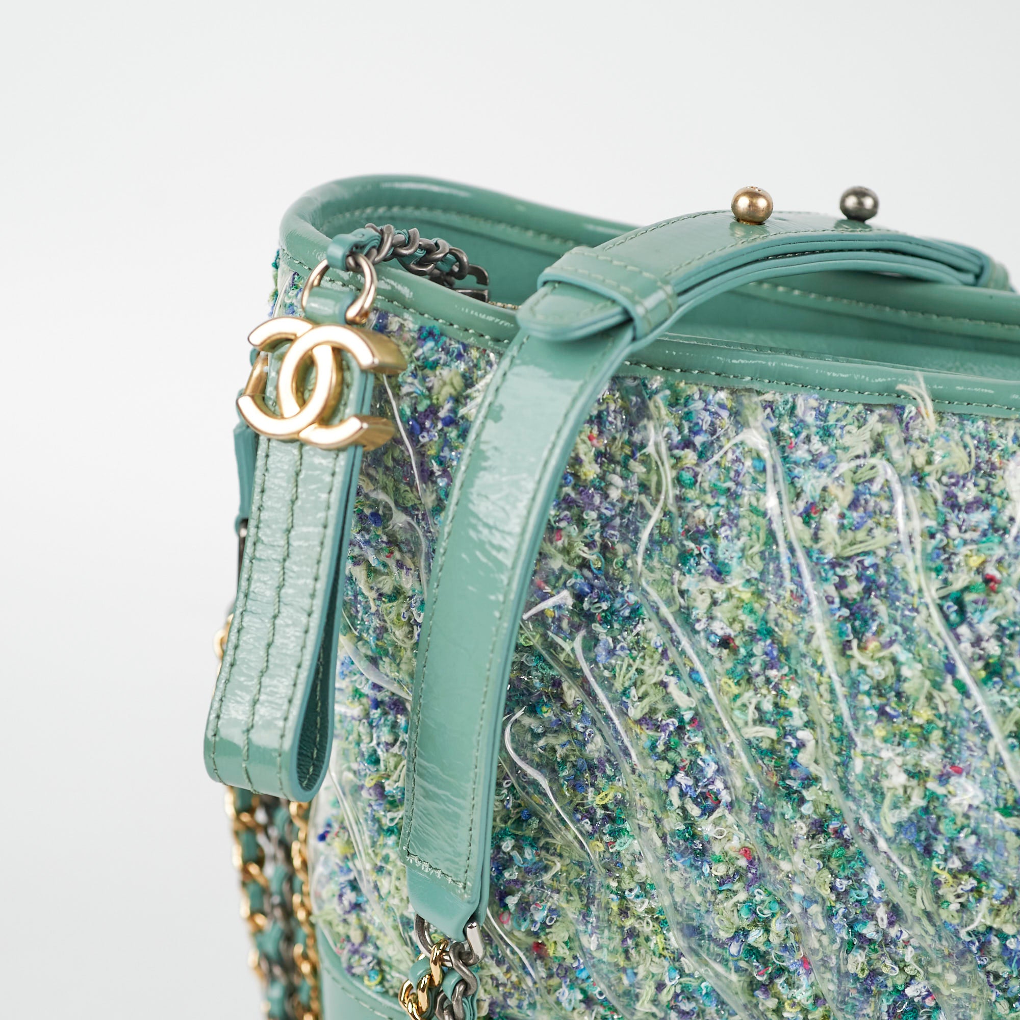 Chanel Medium Gabrielle Green Tweed/PVC Handbag Series 25 - Luxury Designer Shoulder Bag for Women, Perfect for Parties, Work & Everyday Use