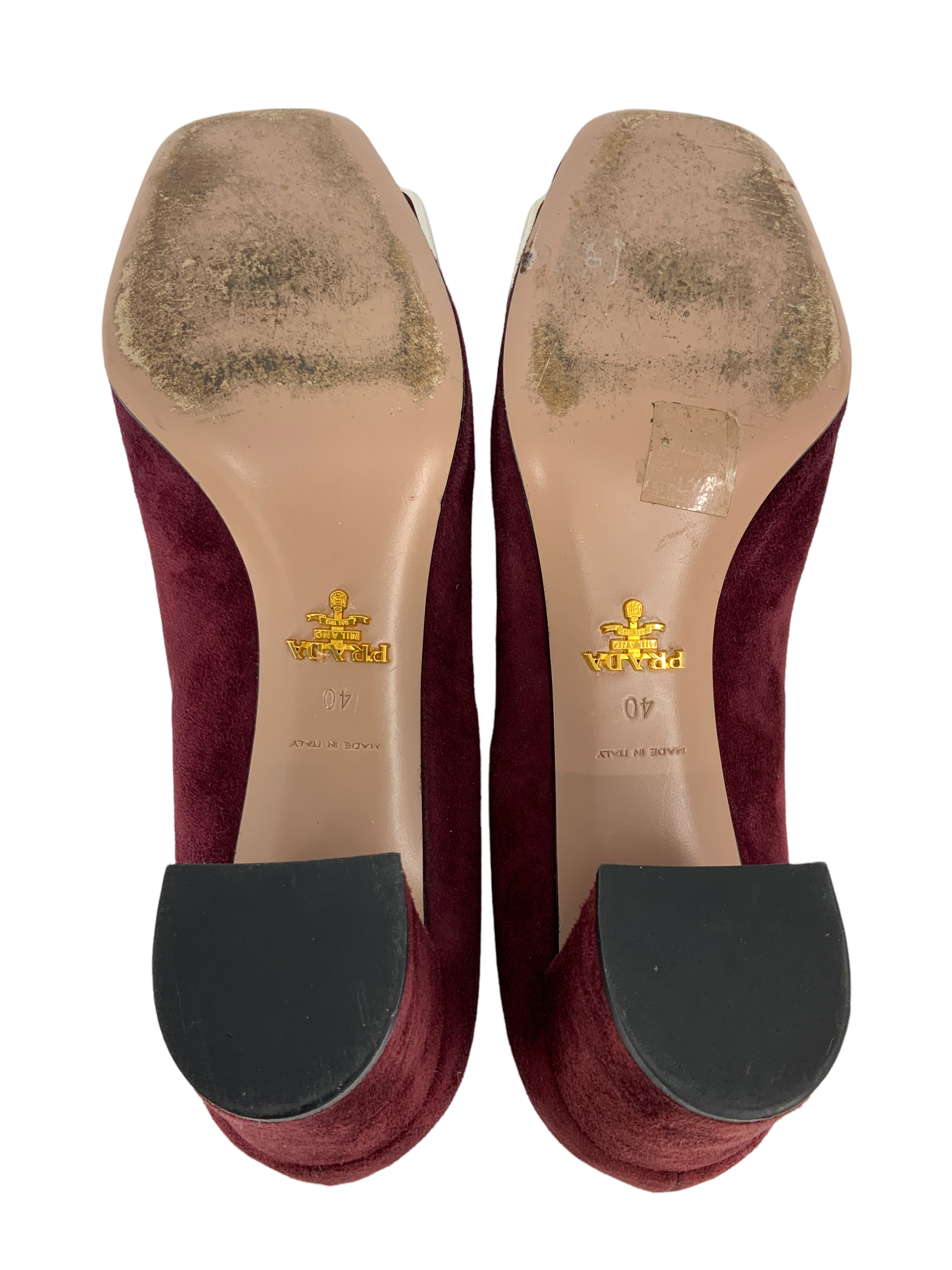 Prada Suede Logo Buckle Square Toe Pump Women's Heels Size 10 - Perfect for Office, Party & Formal Events