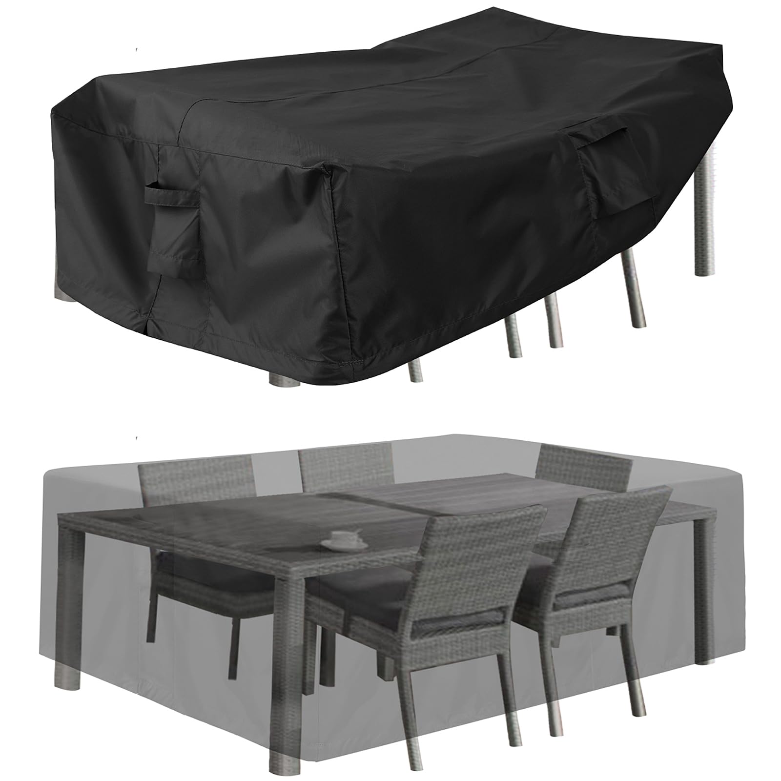 Waterproof Outdoor Patio Furniture Covers - Rectangle Table & Sectional Couch Set Cover for Deck, Lawn & Backyard - UV Resistant (74