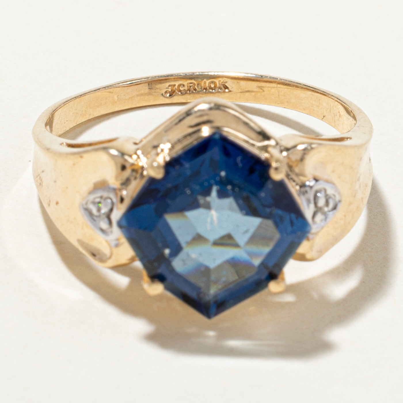 3.89ct Octagon Cut Blue Topaz & Diamond Ring - 0.01ctw Diamond Accents - Size 9.25 - Elegant Wedding, Engagement & Anniversary Jewelry Gift