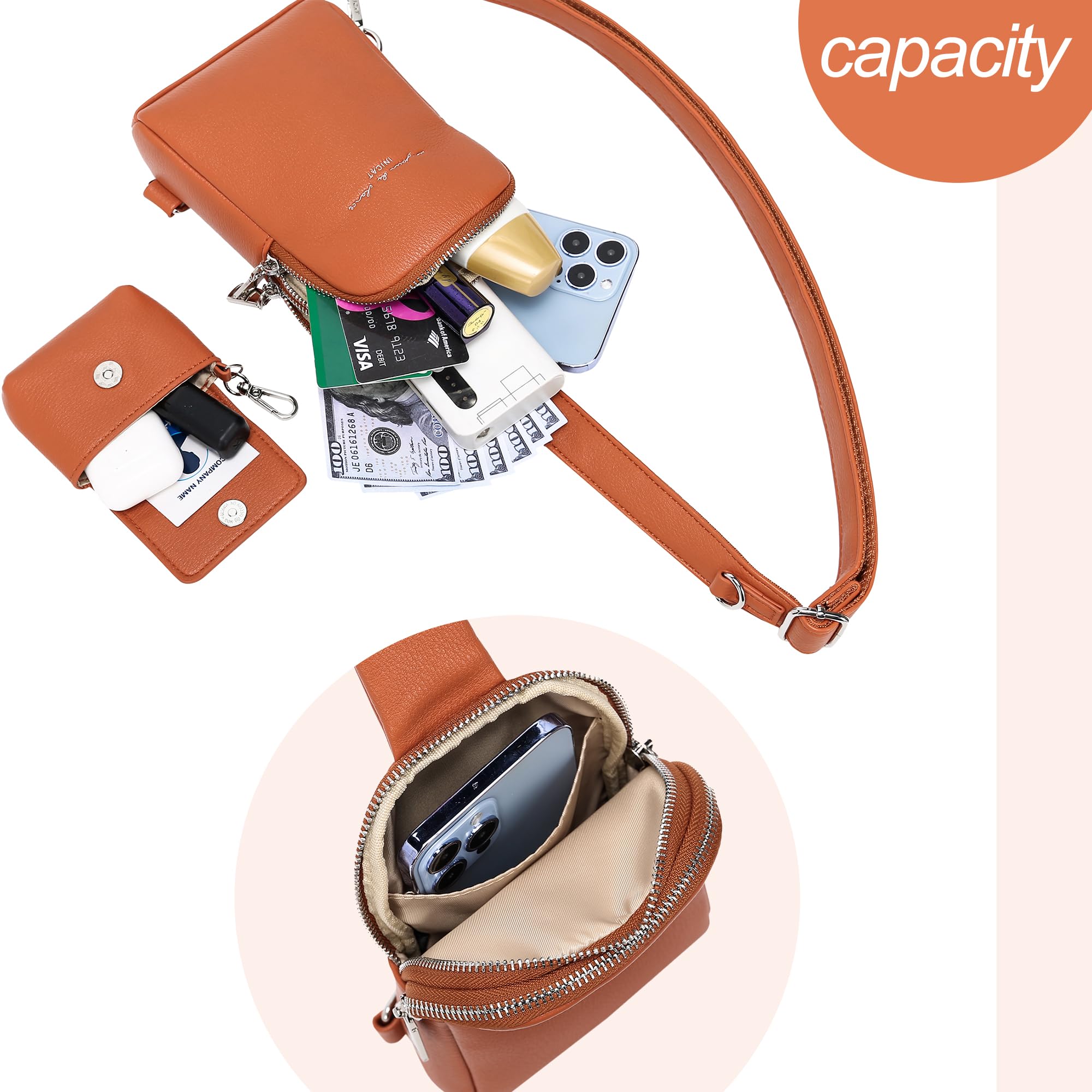 INICAT Genuine Leather Crossbody Bag for Women - Small Sling Bag with Adjustable Strap, Fashionable Fanny Pack Purse - Perfect for Travel, Shopping & Daily Use