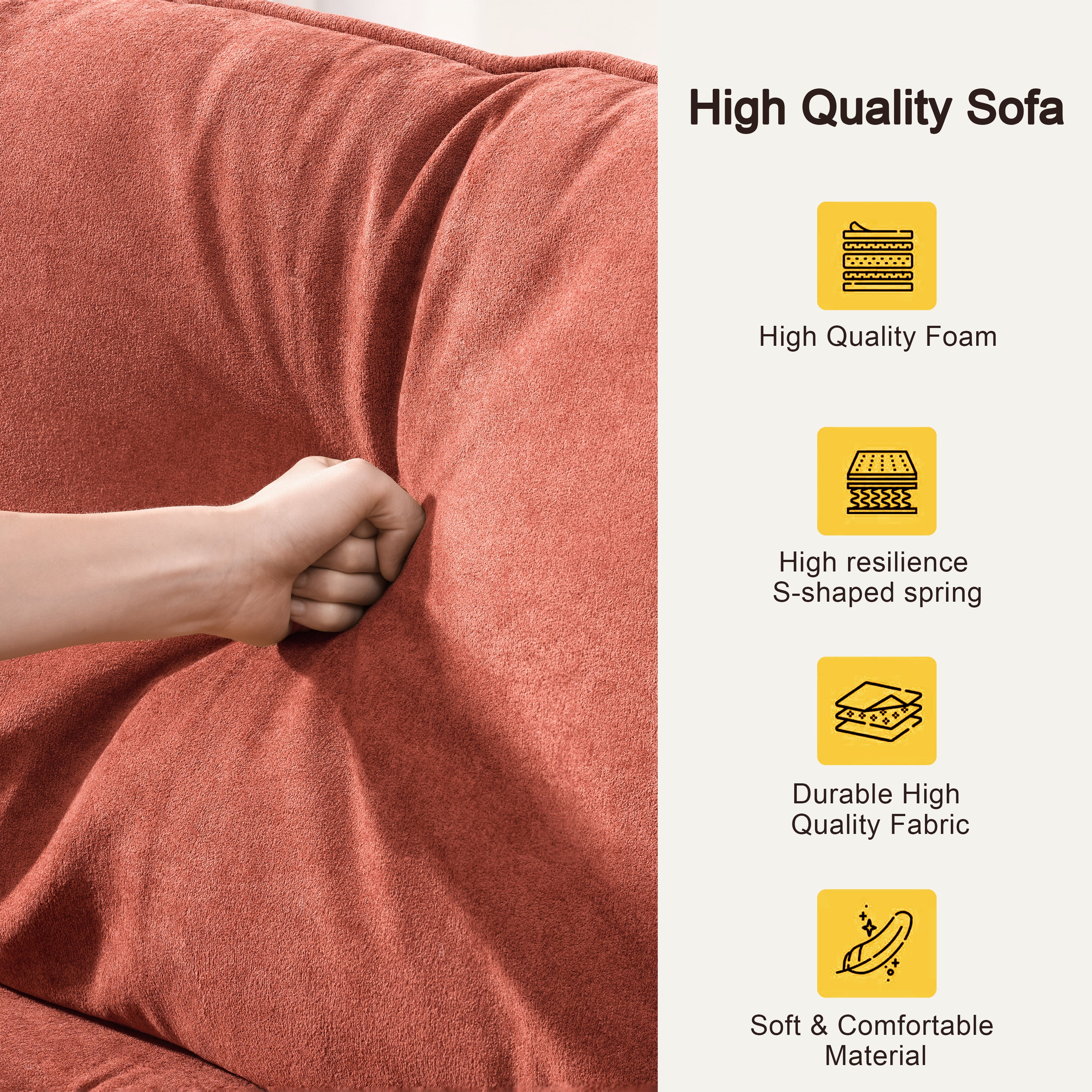 103 Inch Ultra Plush Deep Seated Sofa with Removable Pillows - Luxury Comfort for Living Room, Bedroom, Apartment & Office - Perfect for Relaxing, Entertaining & Small Space Decor