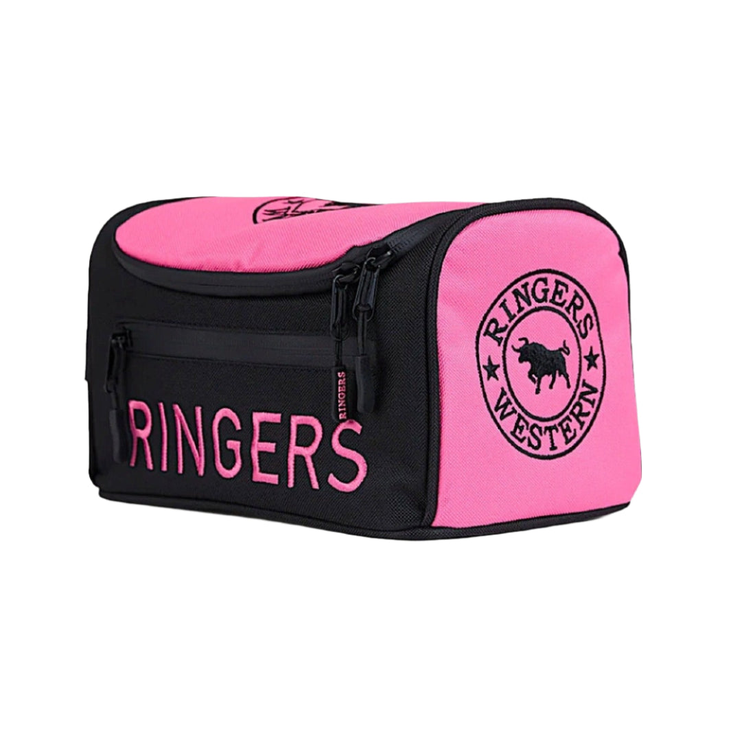 Ringer's Western Occy Toiletry Bag - Pink & Black Travel Cosmetic Organizer for Women & Men | Perfect for Camping, Gym, Beach Trips & Weekend Getaways