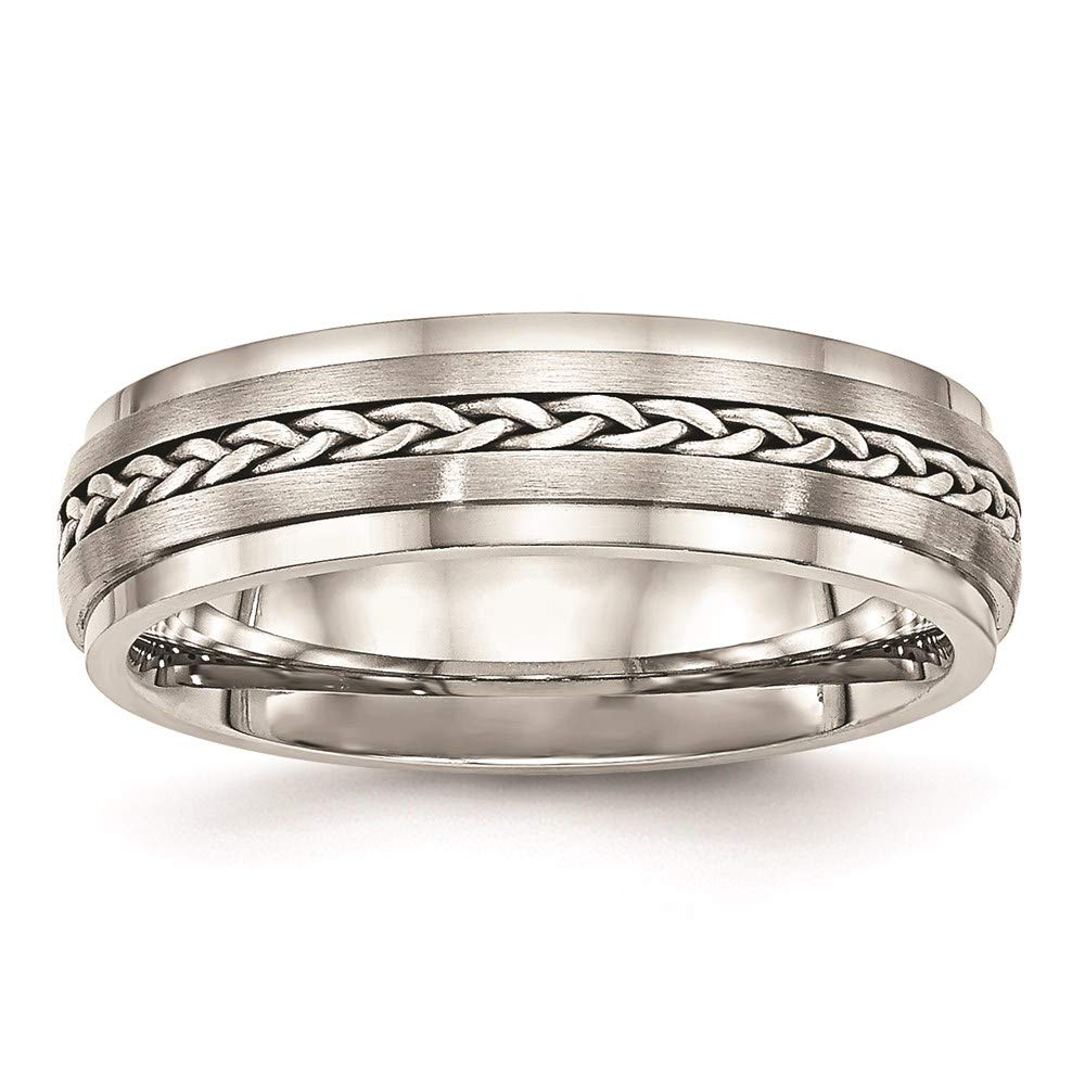 Elegant Stainless Steel Brushed Silver Braid Inlay Ring - Women's Fine Jewelry Gift for Her - Perfect for Anniversaries, Birthdays & Special Occasions