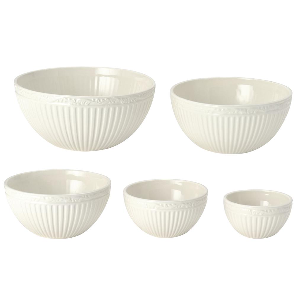 Italian Countryside® Stacking Bowls Set of 5 - Ceramic Nesting Bowls for Kitchen, Serving, Mixing & Food Storage | Perfect for Salads, Snacks, Pasta & Meal Prep