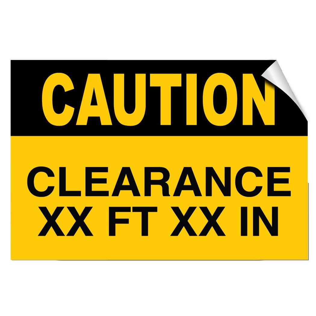 Caution Clearance 12 x 8 Inch Aluminum Warehouse Sign - 0.04 Thickness Weatherproof Traffic Safety Sign - Perfect for Warehouses, Factories & Loading Docks - OSHA Compliant Hazard Warning Sign