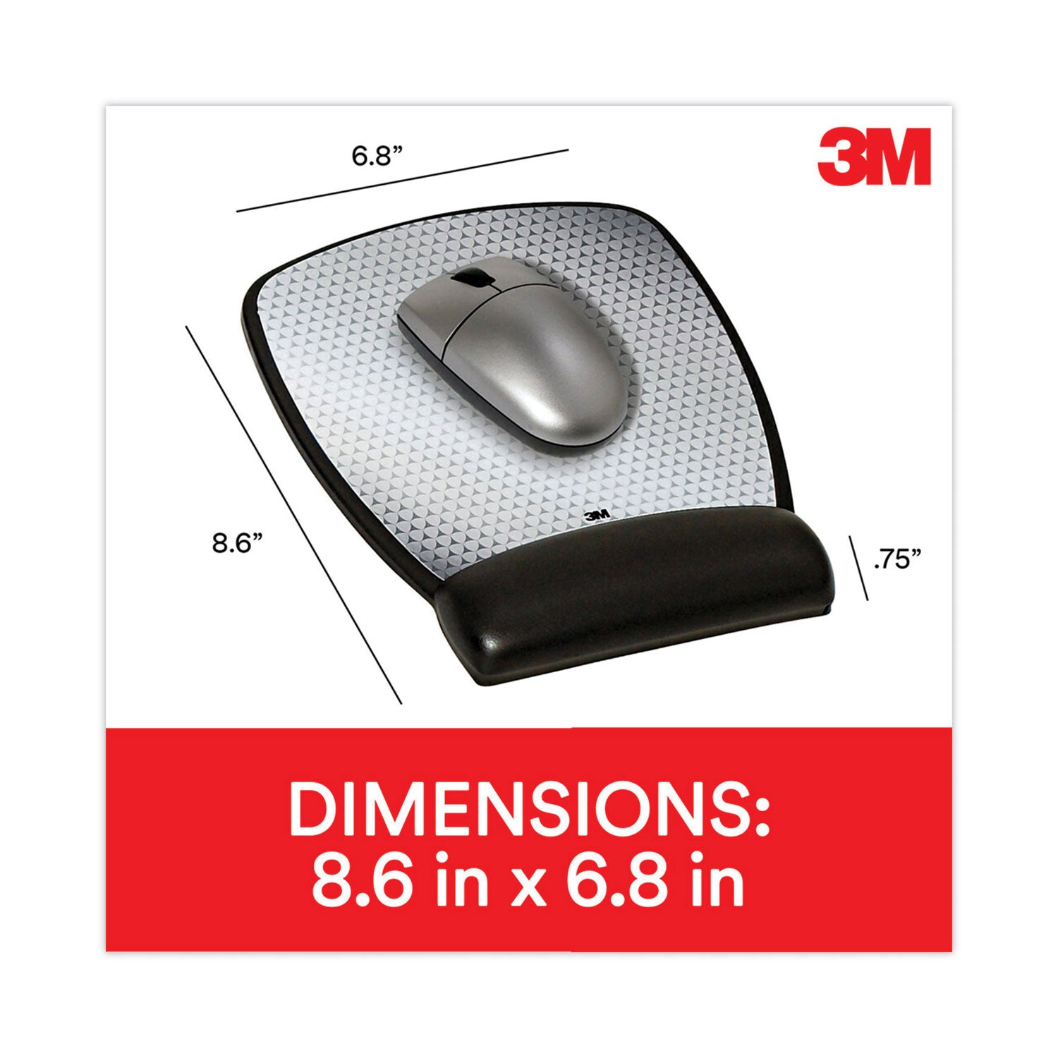 3M™ Antimicrobial Gel Compact Mouse Pad with Wrist Rest - 8.6