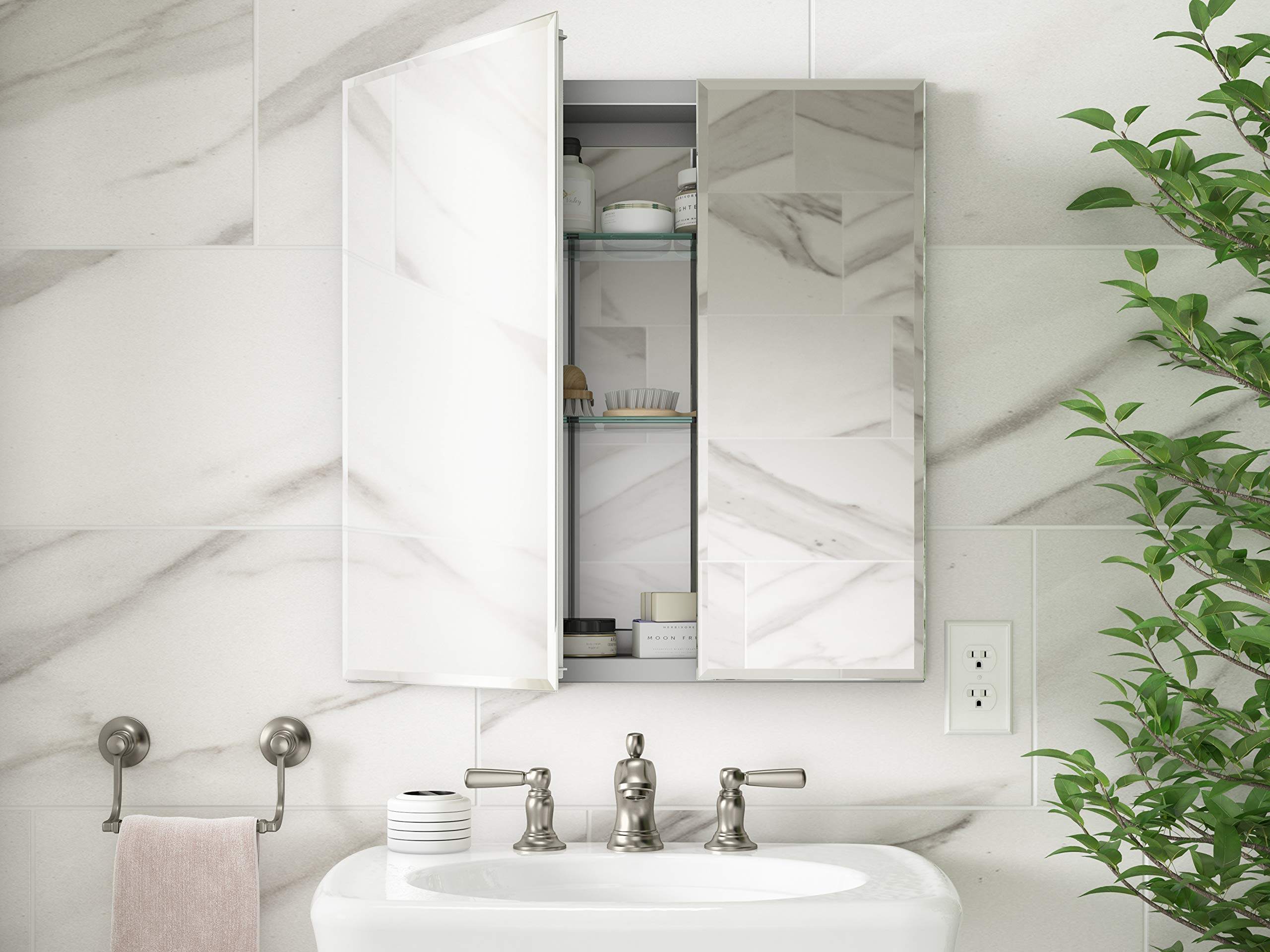 Kohler K-CB-CLC2526FS Beveled Medicine Cabinet with Mirror Doors & Adjustable Shelves - 25