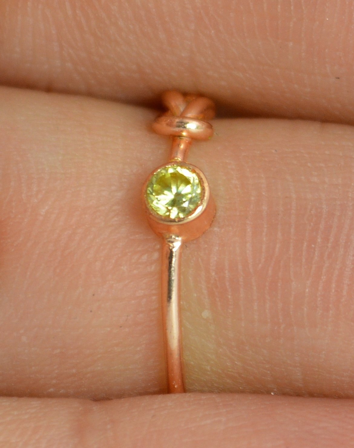 14K Rose Gold Peridot Infinity Ring for Women - Dainty Stackable Jewelry Gift for Anniversary, Valentine's Day & Everyday Wear