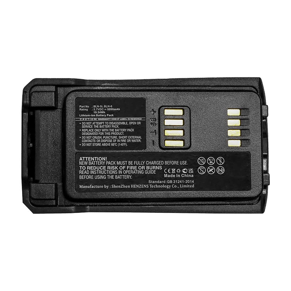 Synergy Digital 2-Way Radio Battery - 5200mAh Li-ion Replacement for EADS BLN-6 Walkie Talkie Battery (3.7V, Long Lasting Power) - Perfect for Construction, Security & Outdoor Adventures