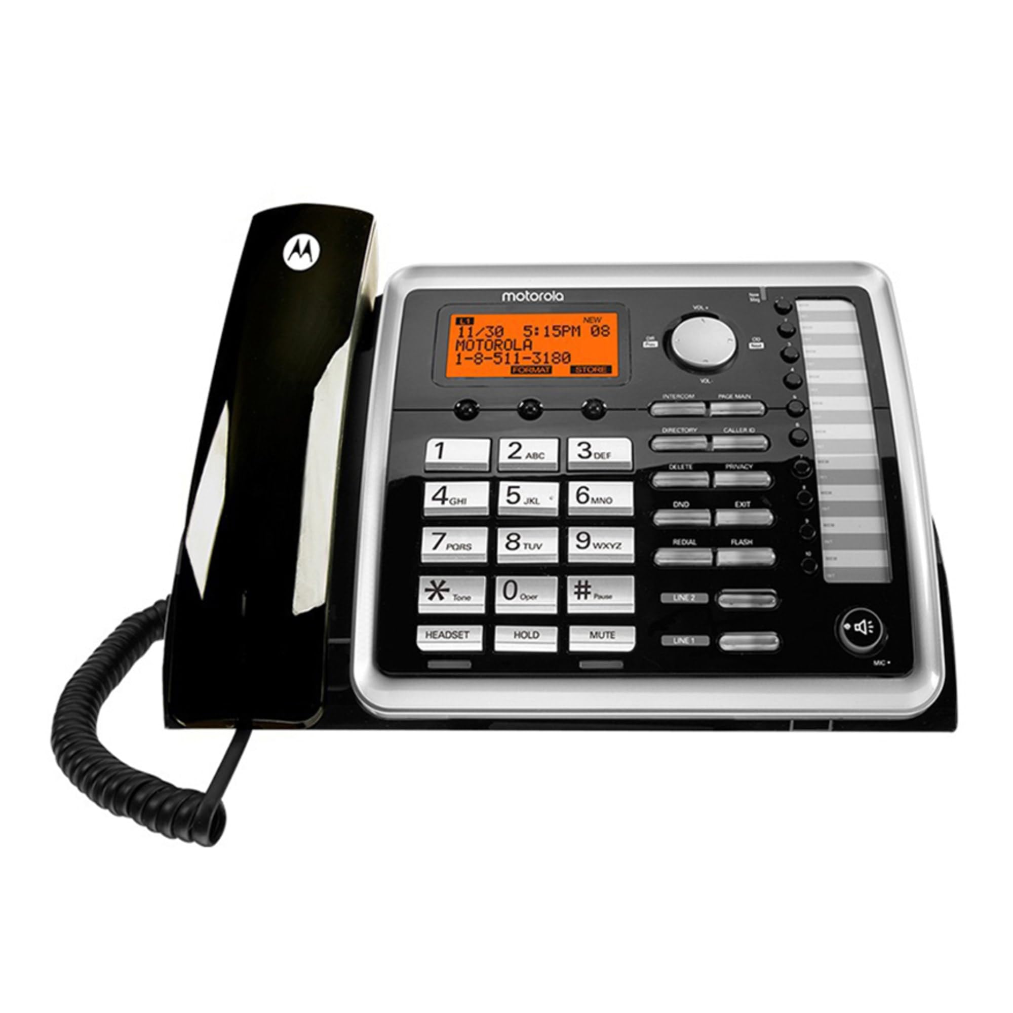 Motorola ML25260 DECT 6.0 Expandable 2-Line Business Phone with Caller ID - Black Corded Handset for Office & Home Use | Reliable Communication Solution for Small Businesses & Professionals