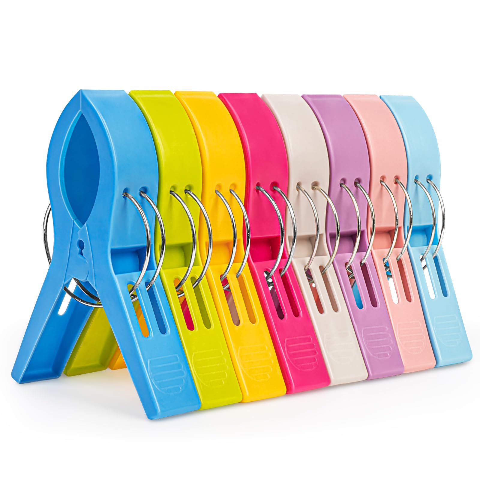 8 Pack Beach Towel Clips - Heavy Duty Plastic Chair Clips, Towel Holder & Clothes Pins for Pool, Lounge & Vacation - Secure Hanging Clamps for Beach, Gym & Outdoor Activities
