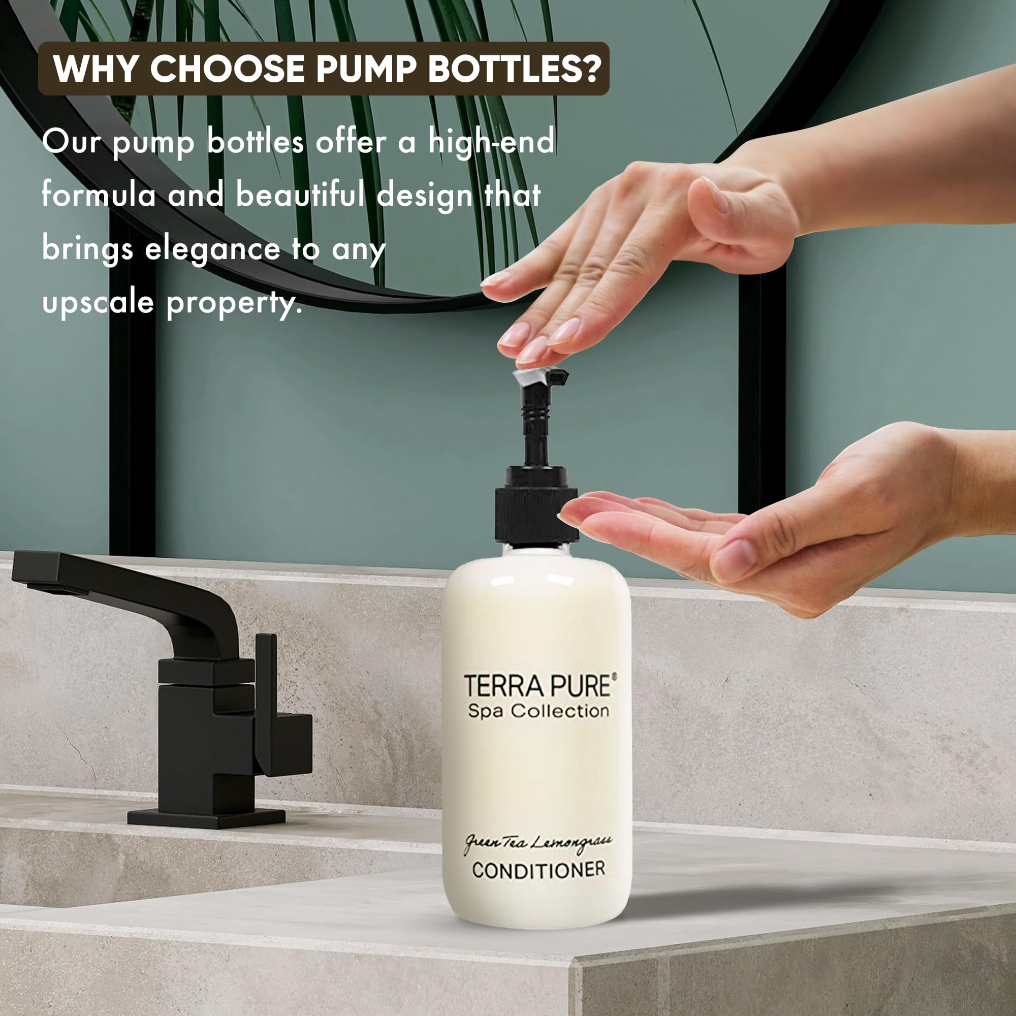 Terra Pure Spa Conditioner for Hotels - 10.14oz/300ml Pump Bottle (Pack of 12) | Luxury Hair Care for Hotels, Spas & Travel | Bulk Amenities for Hospitality Industry