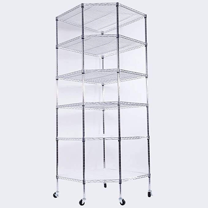 6-Tier Heavy Duty Metal Wire Shelving Unit - Adjustable Storage Rack for Garage, Home & Office Organization - Sturdy Steel Shelves for Tools, Pantry, Laundry & Closet (Silver)