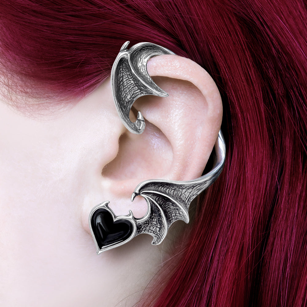 Demon Heart Ear Cuff - Gothic Punk Ear Wrap Jewelry for Women - Perfect for Concerts, Parties, and Alternative Fashion