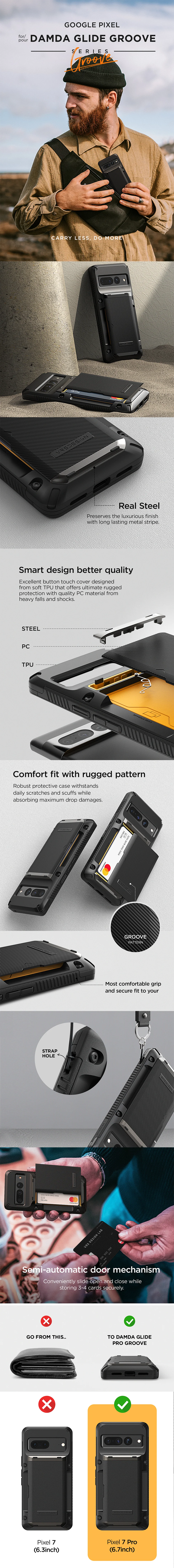 Google Pixel 7 Pro Case - Damda Glide Pro Protective Phone Cover with Shockproof & Anti-Scratch Design - Perfect for Work, Travel & Outdoor Activities