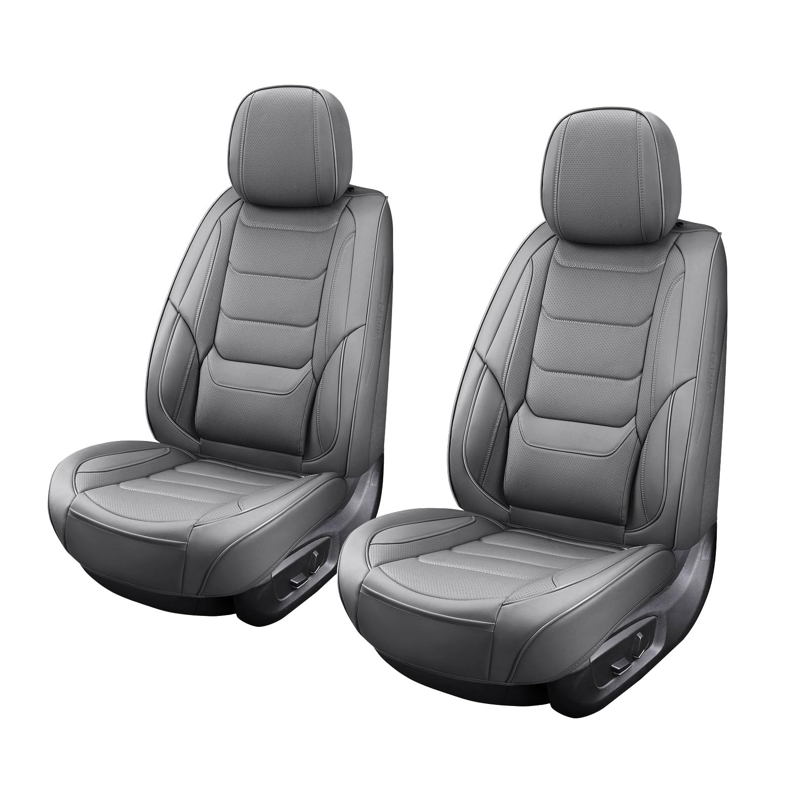 Waterproof & Breathable Leather Car Seat Covers - Universal Fit for Most Cars, SUVs, Vans & Trucks (Gray, Front Pair) | Premium Protection & Comfort for Daily Commutes & Road Trips