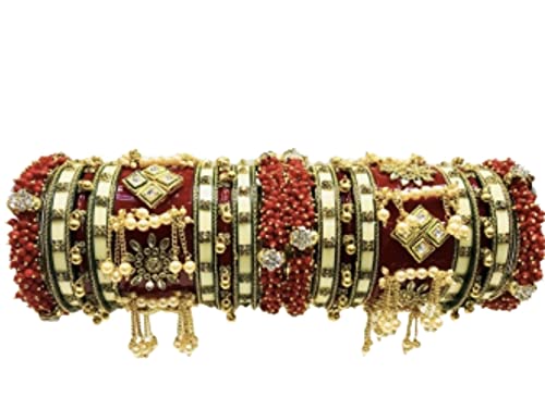 Elegant Red Acrylic Chura Bangle Set - Traditional Indian Wedding Jewelry for Women (Size 2.8) | Perfect for Bridal Ceremonies, Festivals & Special Occasions