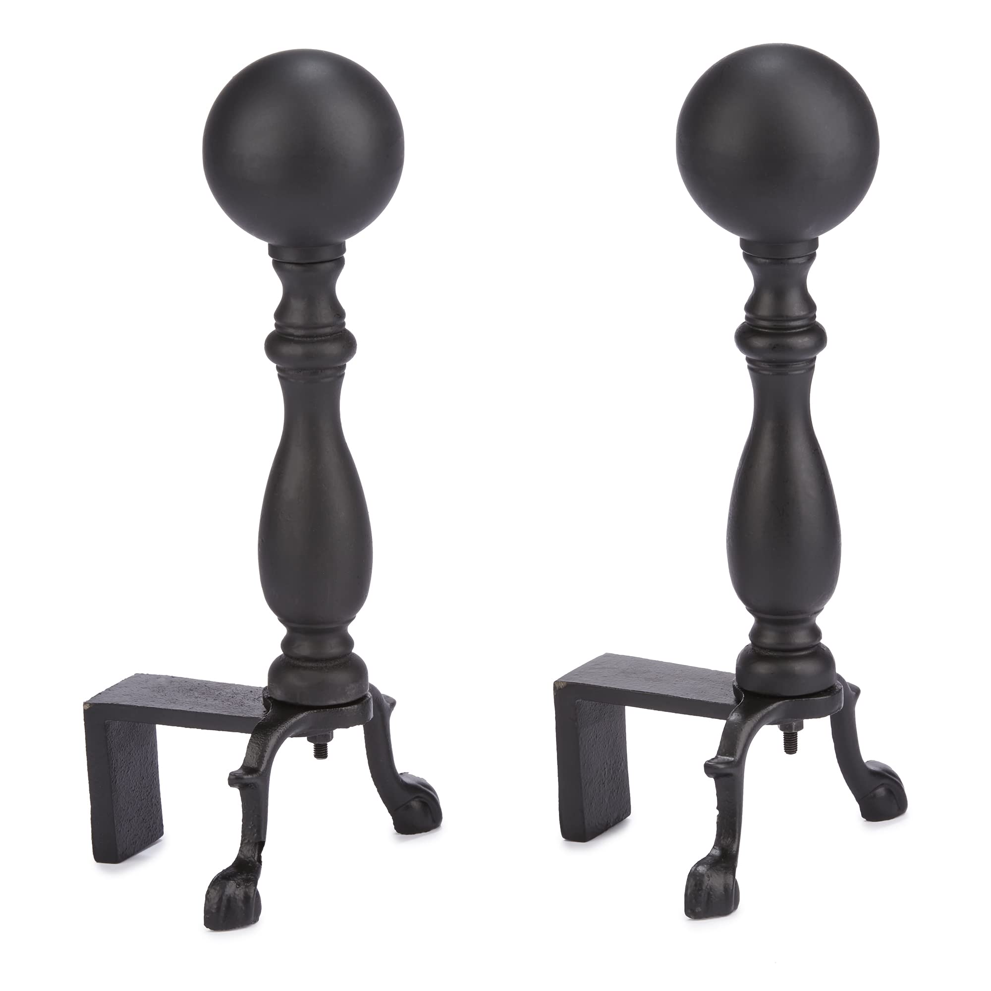 UniFlame A-1234 Black Ball Fireplace Andirons - Heavy Duty Fireplace Tools for Wood Burning Stoves, Fire Pits & Indoor/Outdoor Use