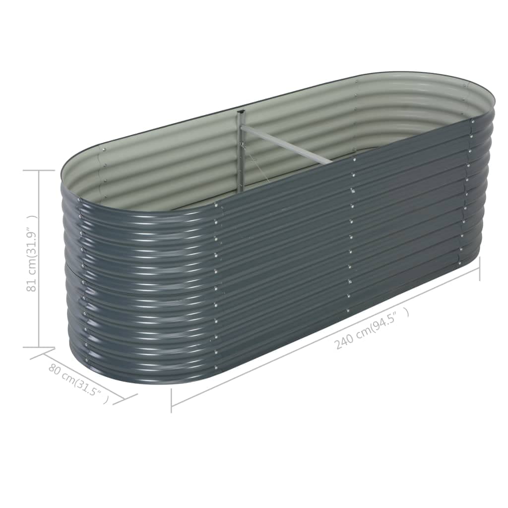 94.4x31.4x31.8 Inch Galvanized Steel Raised Garden Bed - Large Metal Planter Box for Vegetables, Flowers & Herbs - Outdoor Garden Decor for Yard, Balcony, Terrace (Gray)