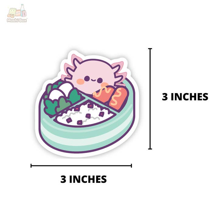 Cute Axolotl Bento Box Vinyl Sticker - Waterproof Decal for Laptops, Water Bottles & Notebooks - Perfect for School, Office & Kawaii Decor