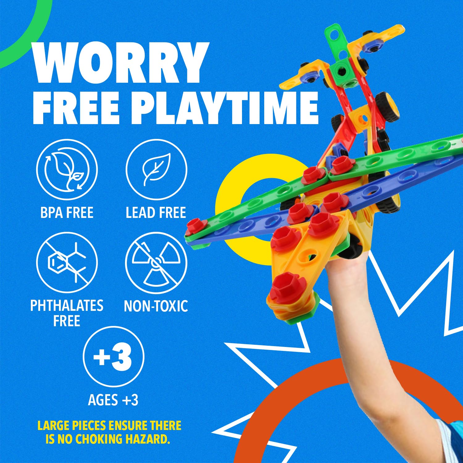 ETI Toys STEM Learning Educational Building Blocks Set - 101 PCS Construction Engineering Kit for Kids Ages 3-5 | Creative Fun STEM Toys Gift for Boys & Girls | Perfect for Classroom Learning, Birthday Gifts & Early Childhood Development