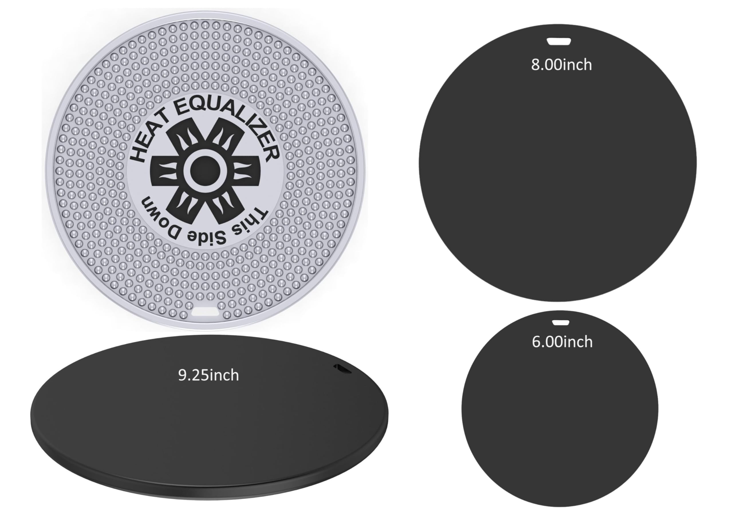 3-Piece Black Ceramic Heat Diffuser for Gas & Electric Stoves (6