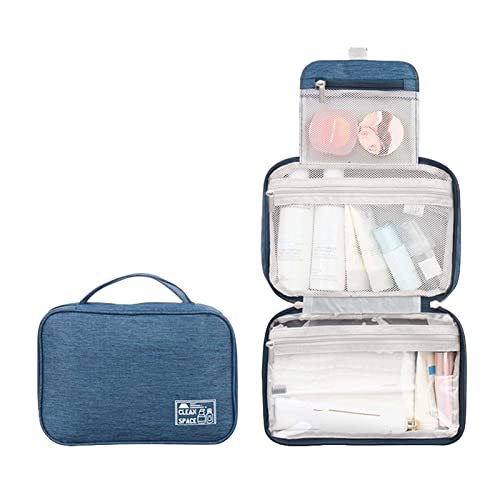 Waterproof Hanging Toiletry Travel Bag with Hook - Portable Cosmetic Organizer for Makeup, Shampoo & Accessories - Navy Blue Travel Toiletry Case for Women & Men - Perfect for Airplane, Camping & Gym Trips