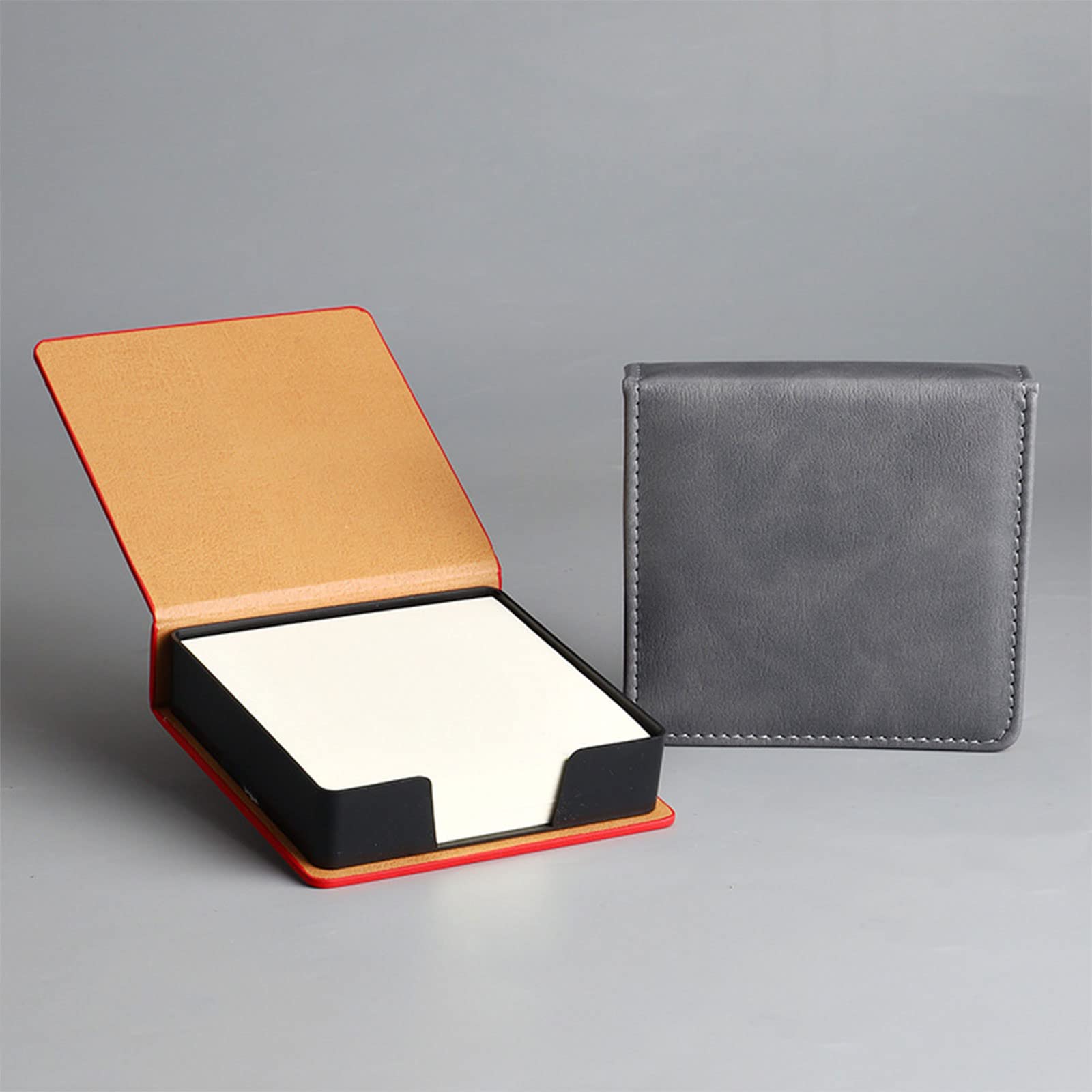 Premium Leather Note Pad Holder with Lid - Sticky Notes Dispenser & Name Card Organizer for Office, School, and Desk Use | Memo Pad Storage Box for Neat Workspace Organization