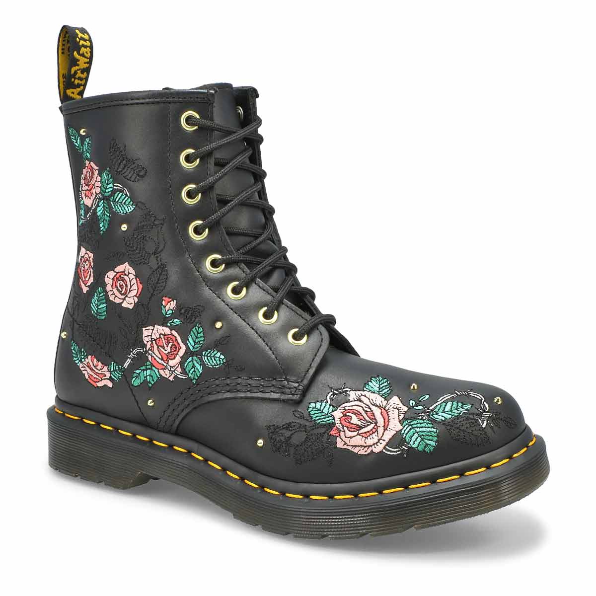 Dr. Martens 1460 Vonda Chain Black Nappa Leather Boots - Women's Punk Ankle Booties for Everyday Wear & Fashion Outfits