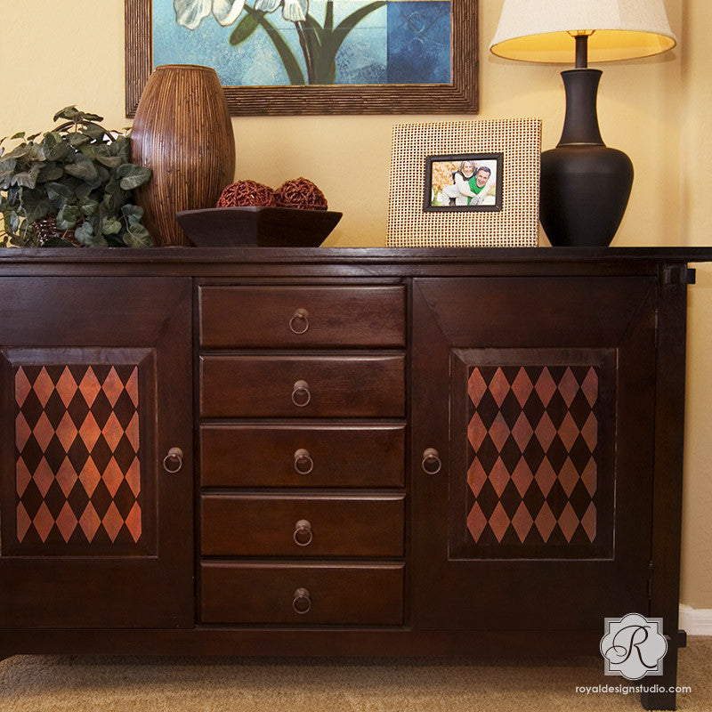 Harlequin Furniture Stencil - Reusable DIY Painting Template for Wood, Metal & Fabric - Perfect for Home Decor, Crafts & Upcycling Projects